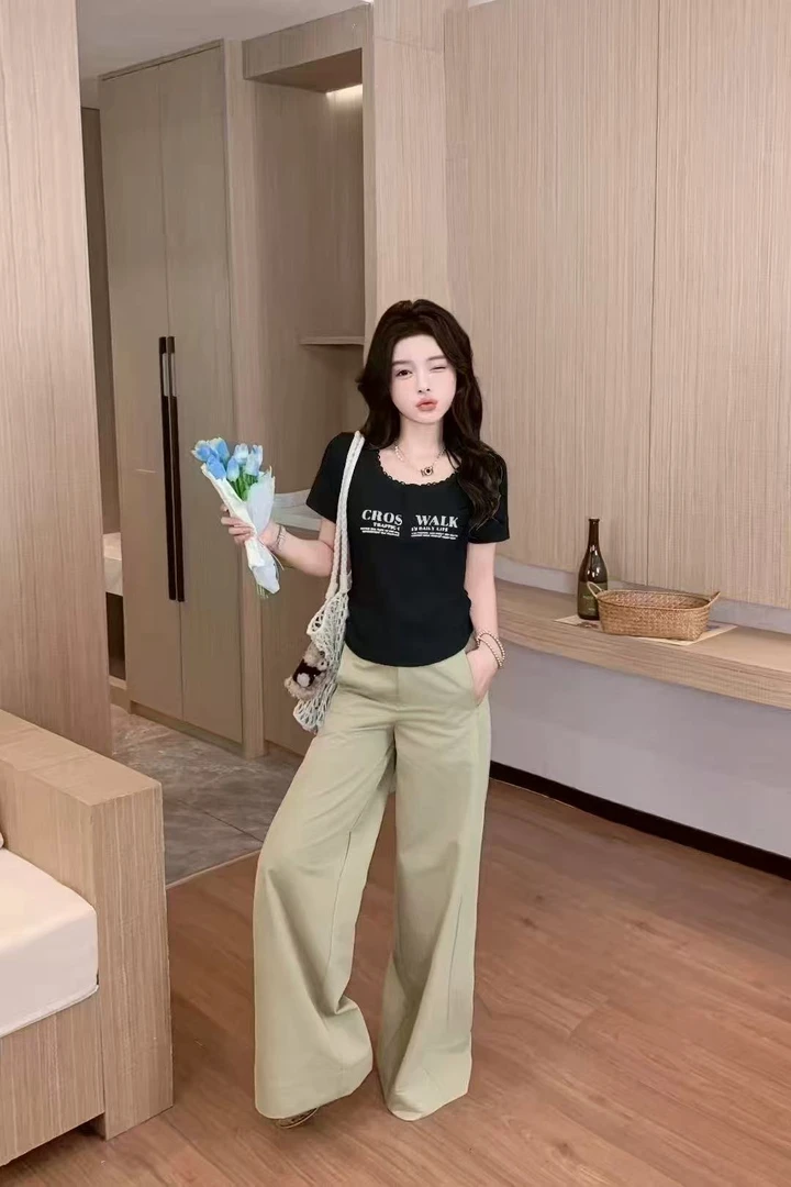 8129短袖圆领休闲夏季女修身白色T恤白色不规则韩版时尚t恤常规