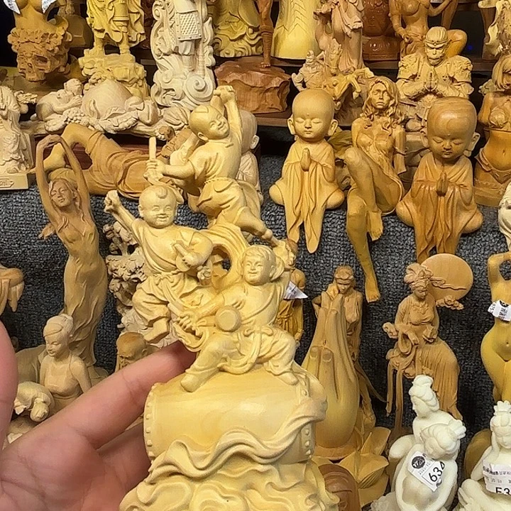 黄杨木黄杨木瑕疵童子打鼓