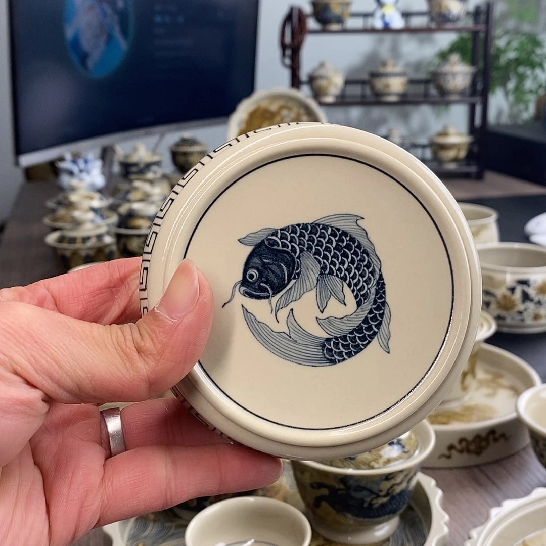 盖碗t***t景德镇手工手绘茶具