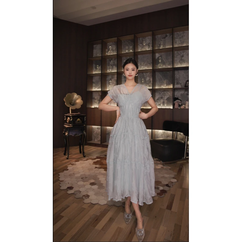 尤米定制  国内设计师品牌 气质收腰连衣裙 21273