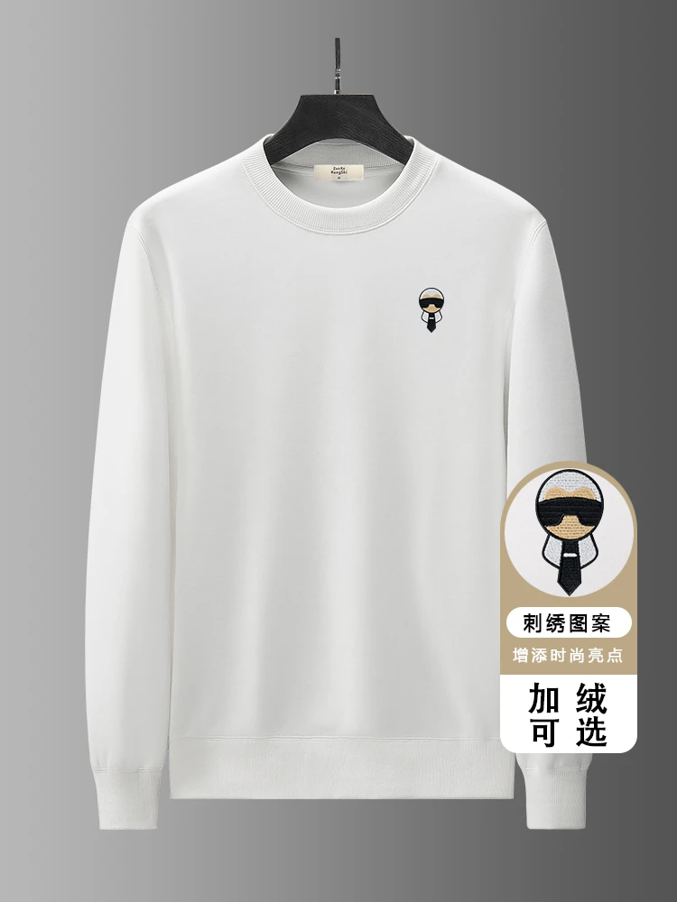 欧洲站卫衣高端轻奢潮牌老佛爷刺绣时尚休闲圆领加绒套头长袖上衣