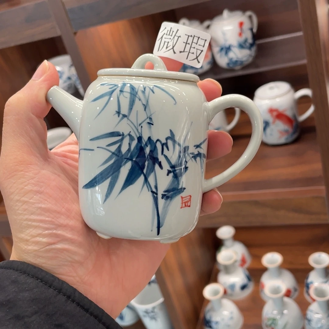 釉下手绘茶具微瑕