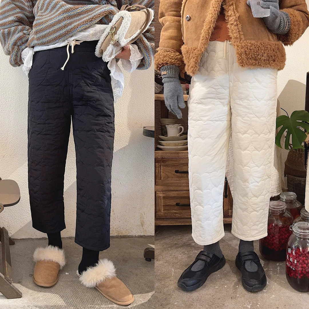 智英欧尼 爱心棉裤【松紧腰裤子加厚秋冬新款时尚洋气百搭女装】