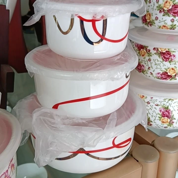 鸿运骨质瓷三件套保鲜碗