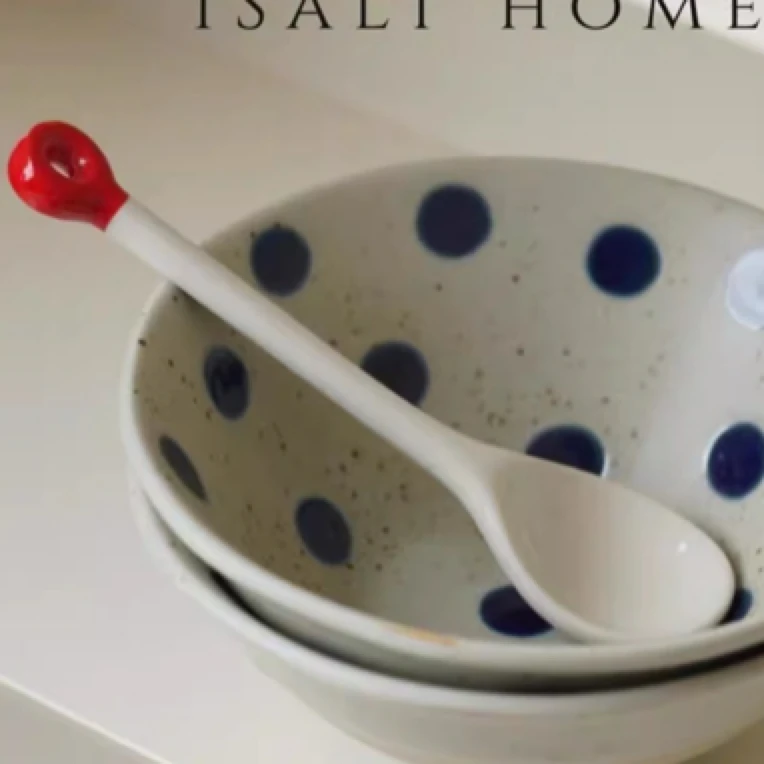 出丹麦粗陶手作复古咖啡搅拌勺酸奶勺调味勺创意可爱个性釉下彩