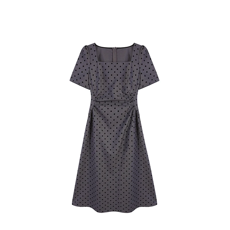 周周-微胖复古波点赫本风显瘦礼服夏季连衣裙长裙裙子微胖ZL53600