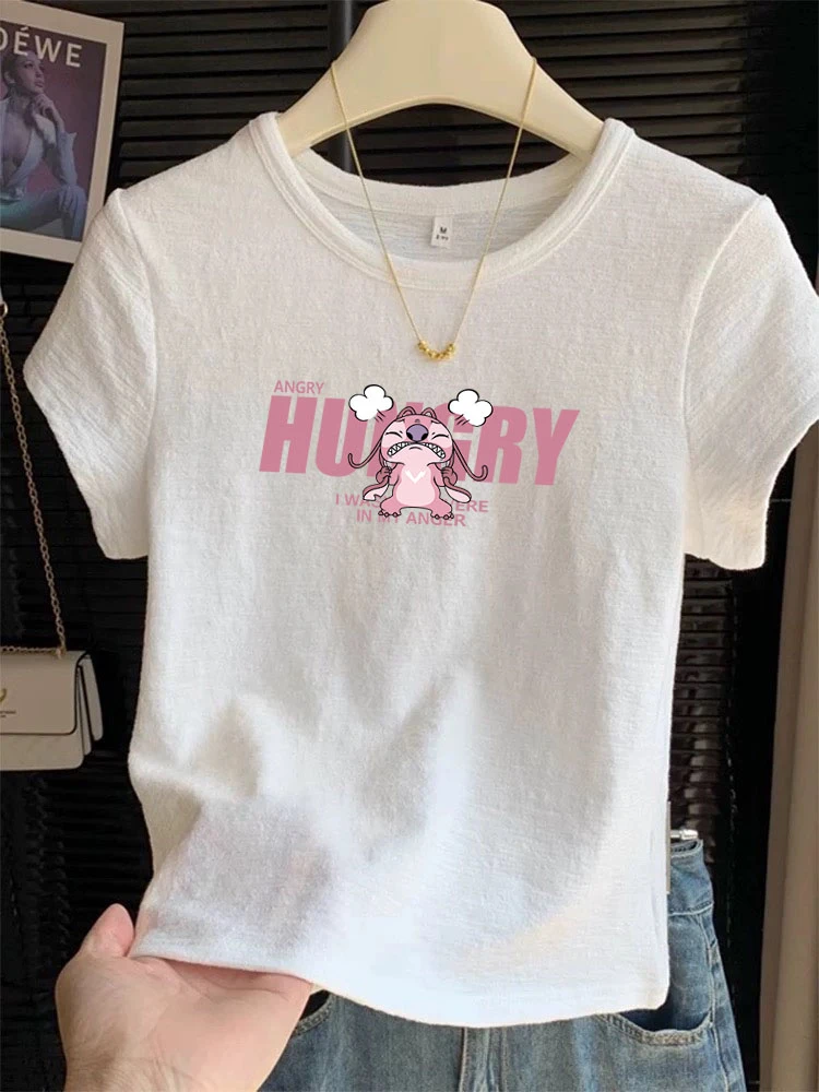 减龄百搭圆领夏季新款肌理感洋气短款白色上衣修身显瘦短袖T恤女