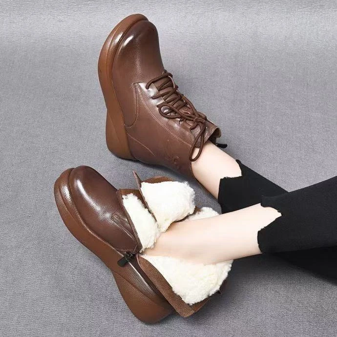 2024秋冬季新款软皮复古马丁靴厚底加绒源头厂家直发