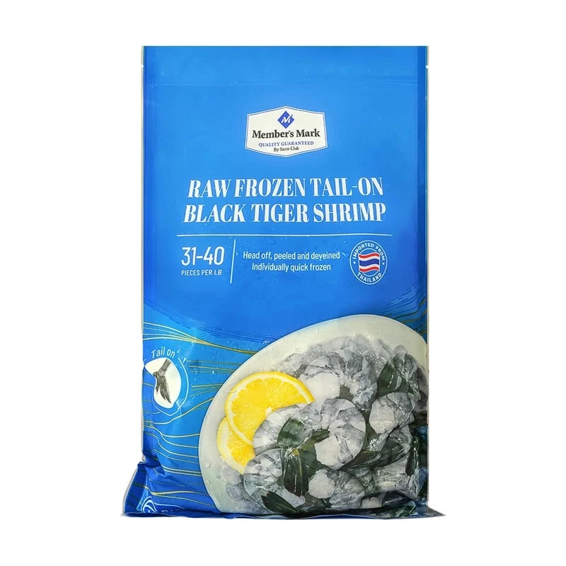 山姆生冷冻带尾黑虎虾仁去壳去虾线肉质饱满适合香煎油焖908G/袋