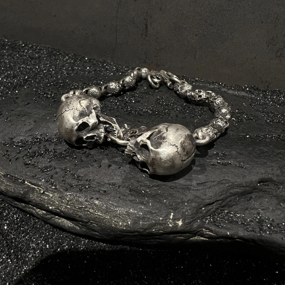 吊坠925银 灵史会馆-925银-骷髅手链