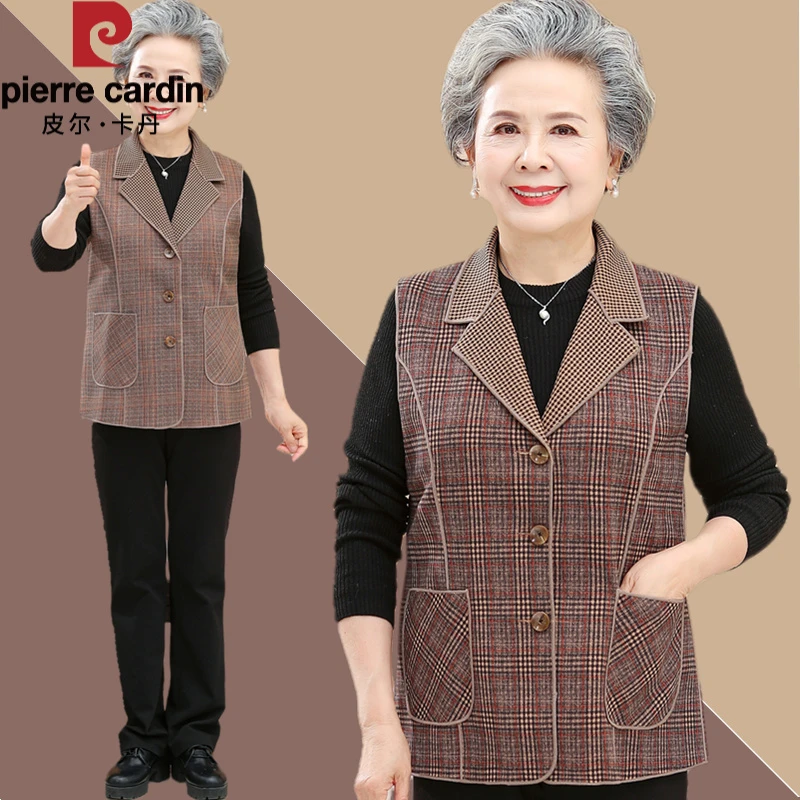 皮尔卡丹皮尔卡丹老年人春装女70岁奶奶上衣马夹老年装春季套装妈