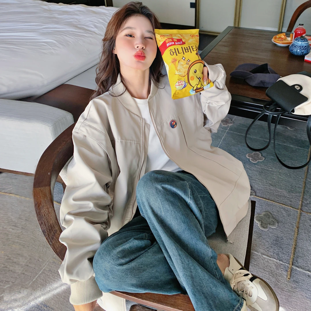 美式慵懒chic棒球服外套女春秋2025新款独特超好看学院风百搭夹克