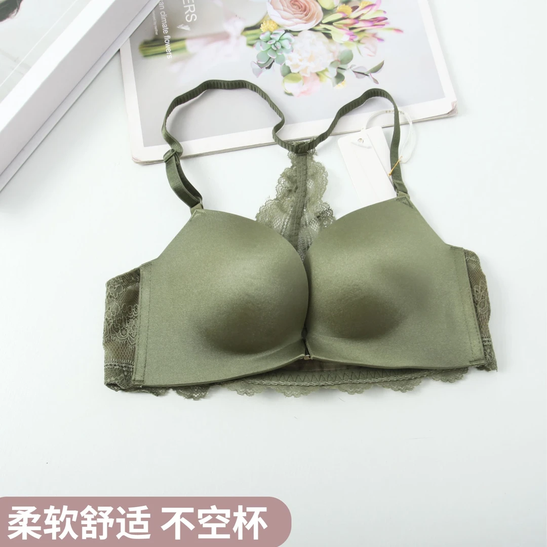 女士内衣亲肤舒适无钢圈聚拢纱网拼接文胸背心式KK509可调节肩带