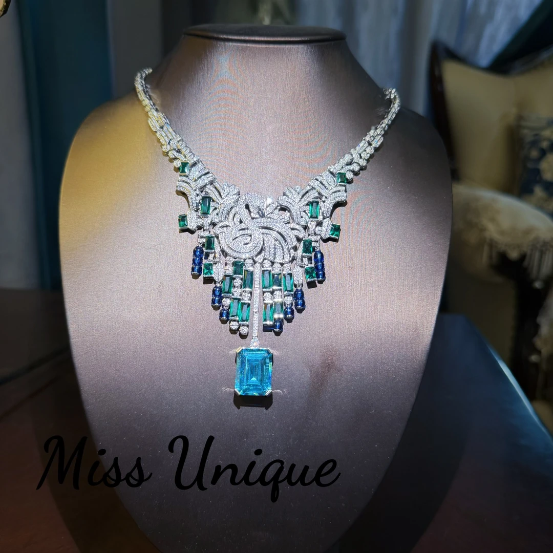 S2138瑞士蓝绿色天鹅项链