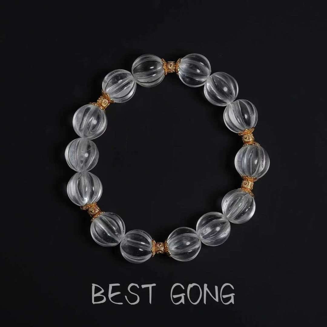 【金南瓜】原创南瓜状白水晶天然百搭气质水晶手串