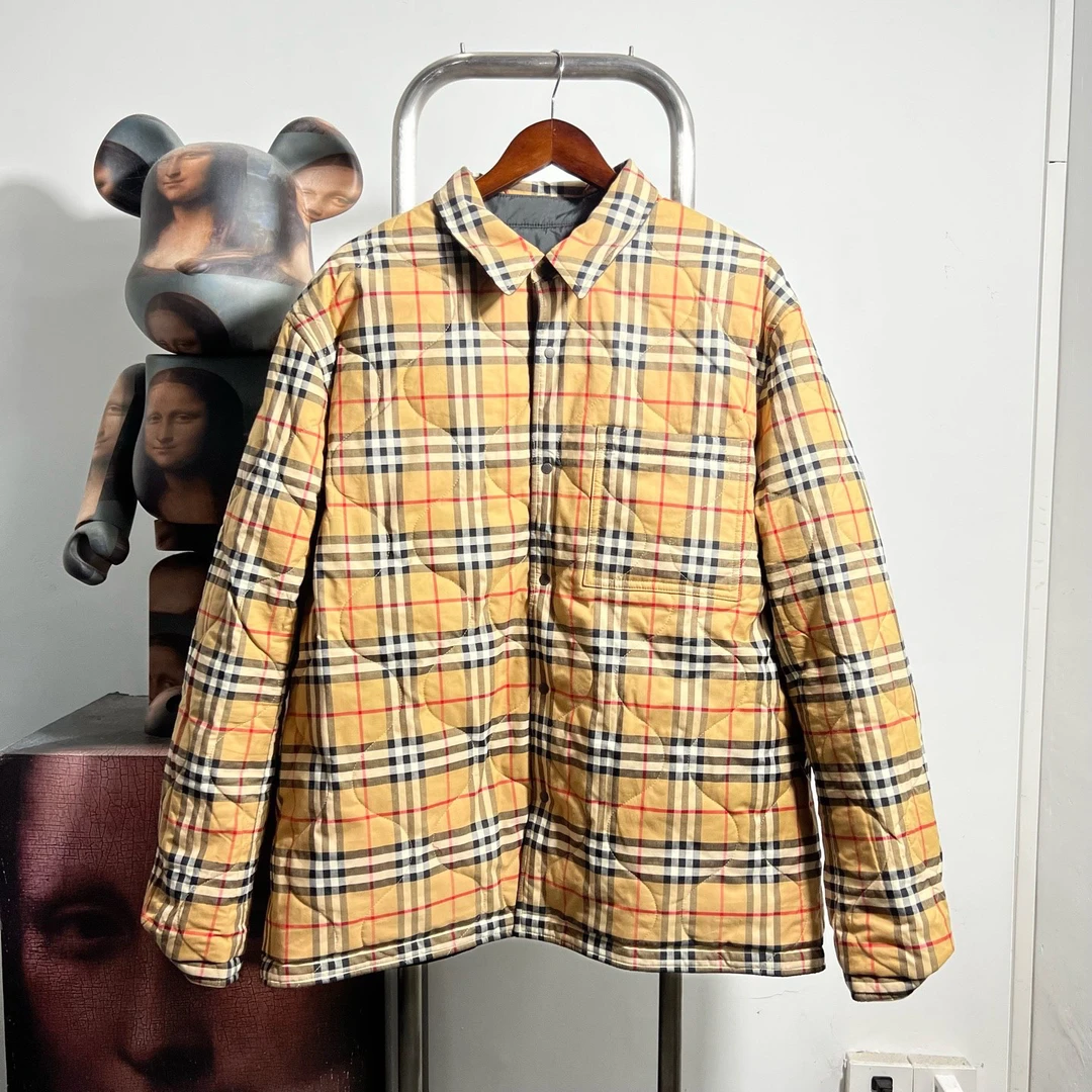 99新 BURBERRY/博柏利 格纹双面棉服 V1012 XL胸围79衣长77