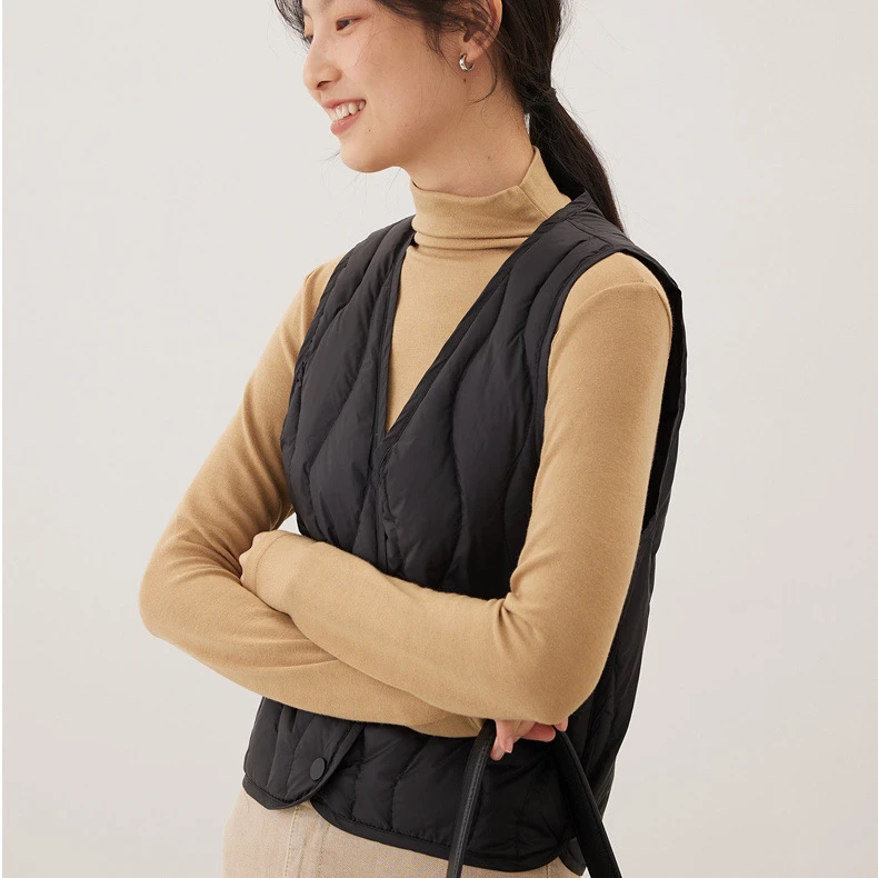 2025新款石墨烯棉马甲女v领马甲拍拍棉内胆轻薄棉内外穿保暖背心