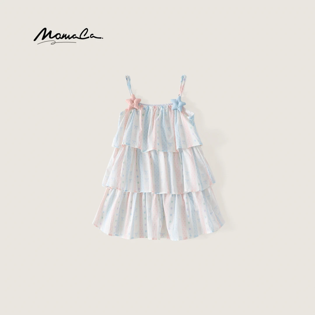 MOMOCO夏季女童无袖花色连衣裙吊带背心裙洋气公主裙77630476006