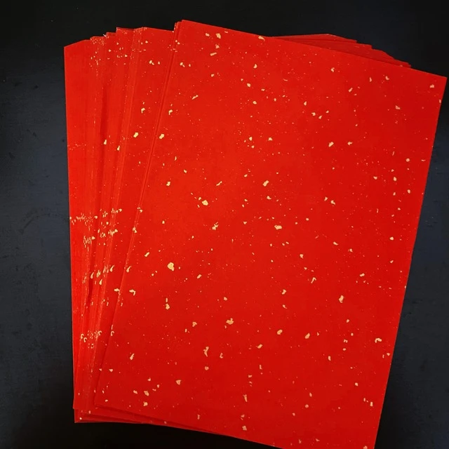A4列印纸宣纸 影印 加厚80克万年红纸A3洒金书法彩色剪纸纸雕专用