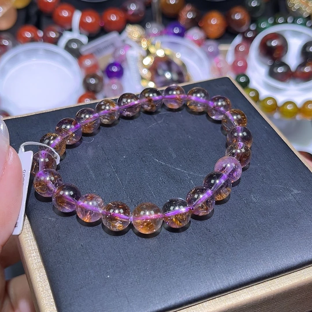 向***葵水晶珠宝半成品未镶嵌紫钛手链A8.5