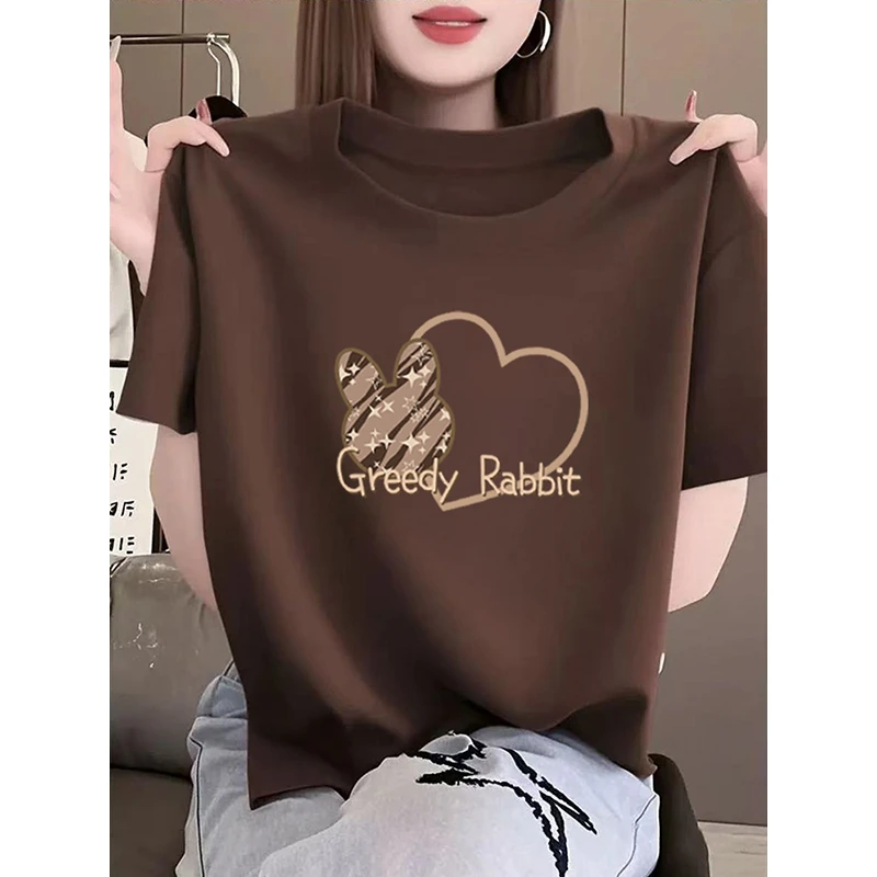 正肩圆领短袖t恤上衣女2025新款时尚休闲减龄打底衫洋气百搭上衣