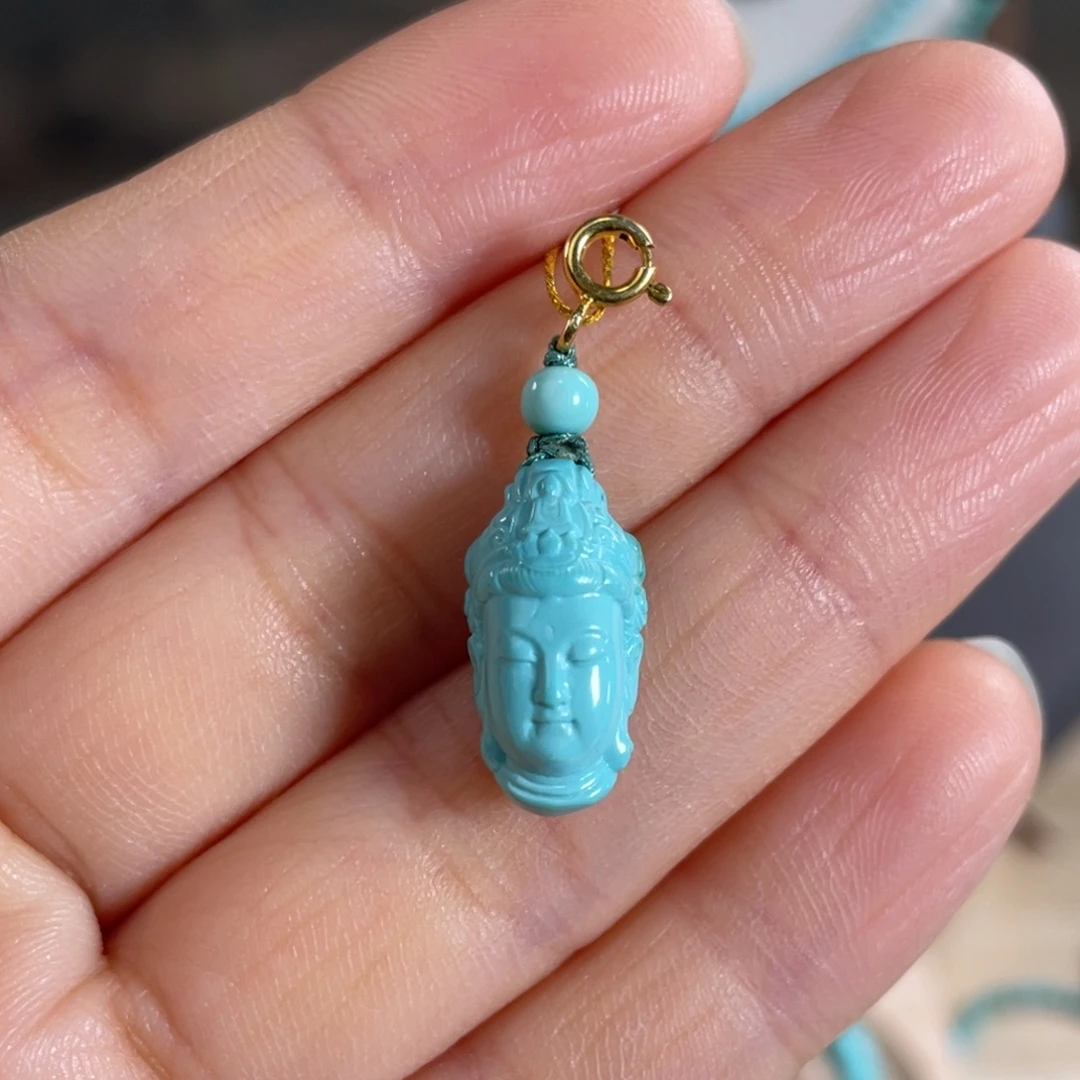 绿松石未镶嵌套链瓷釉级观音