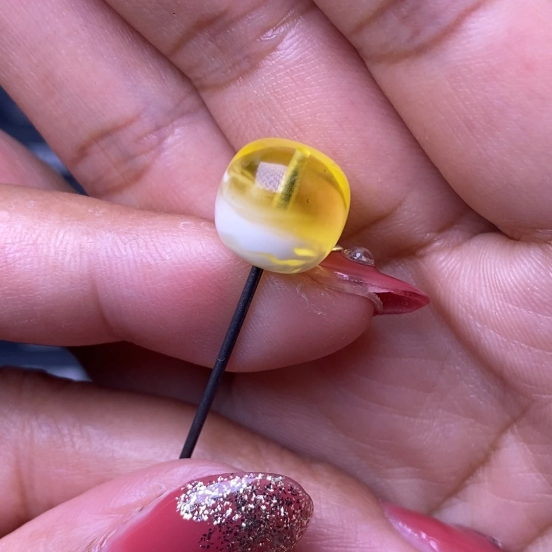 琥珀未镶嵌裸石金溶洞妖花聚宝盆老型11.3*10:4mm