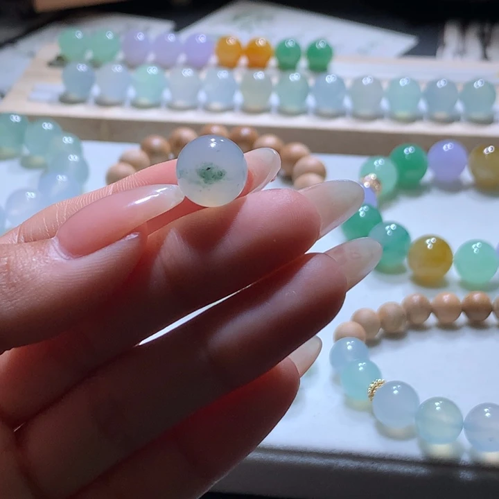 翡翠散珠果冻胶底飘绿花卡11