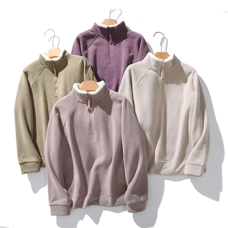 【暖洋洋】百搭显瘦防风保暖加绒加厚半拉链小立领卫衣A7468#8582