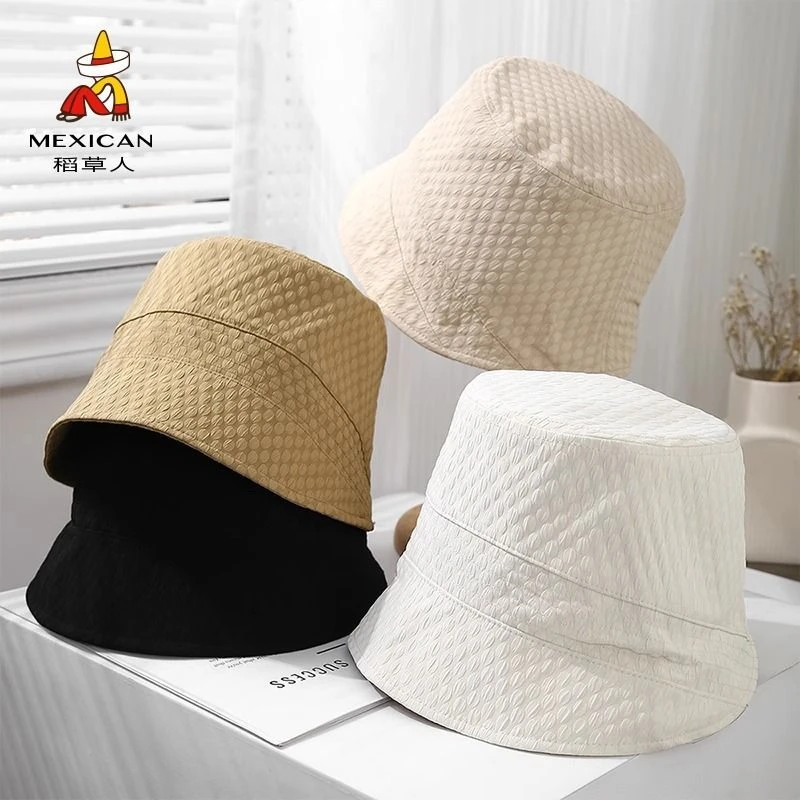 Mexican/稻草人防晒帽子纯色遮阳防晒透气帽子夏季女士显脸小百搭