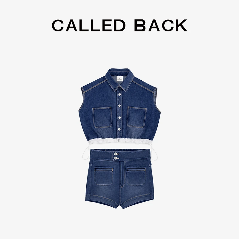 春夏新款水洗牛仔马甲套装老钱风穿搭显瘦240525