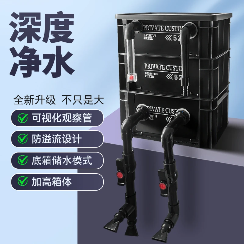 鱼缸龟缸过滤箱工业风周转箱上滤槽盒鱼池过滤器净水循环系统全套