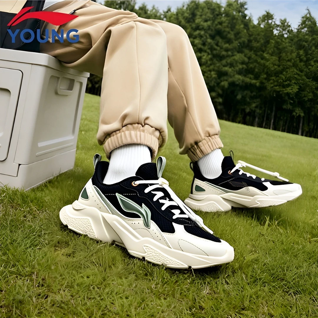 李宁儿童休闲鞋男童春秋季新款漫游者缓震轻便休闲运动老爹鞋9166