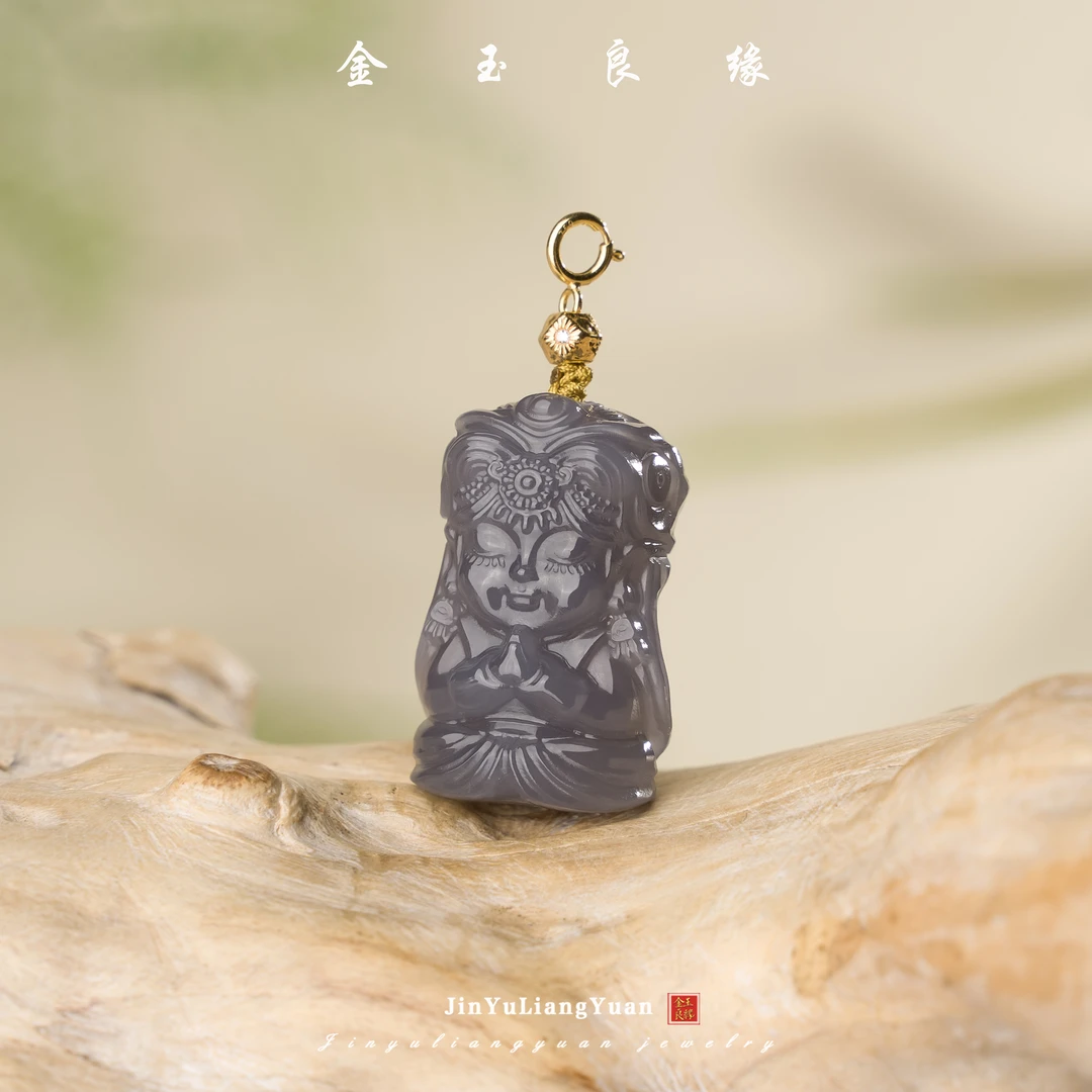金玉良缘  烟紫扎基拉姆娘娘和田玉吊坠