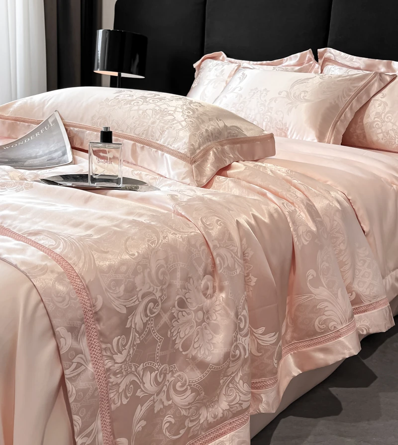 轻奢床品套件奢华冰丝提花夏被四件套丝滑床上用品夏凉被凉感欧式