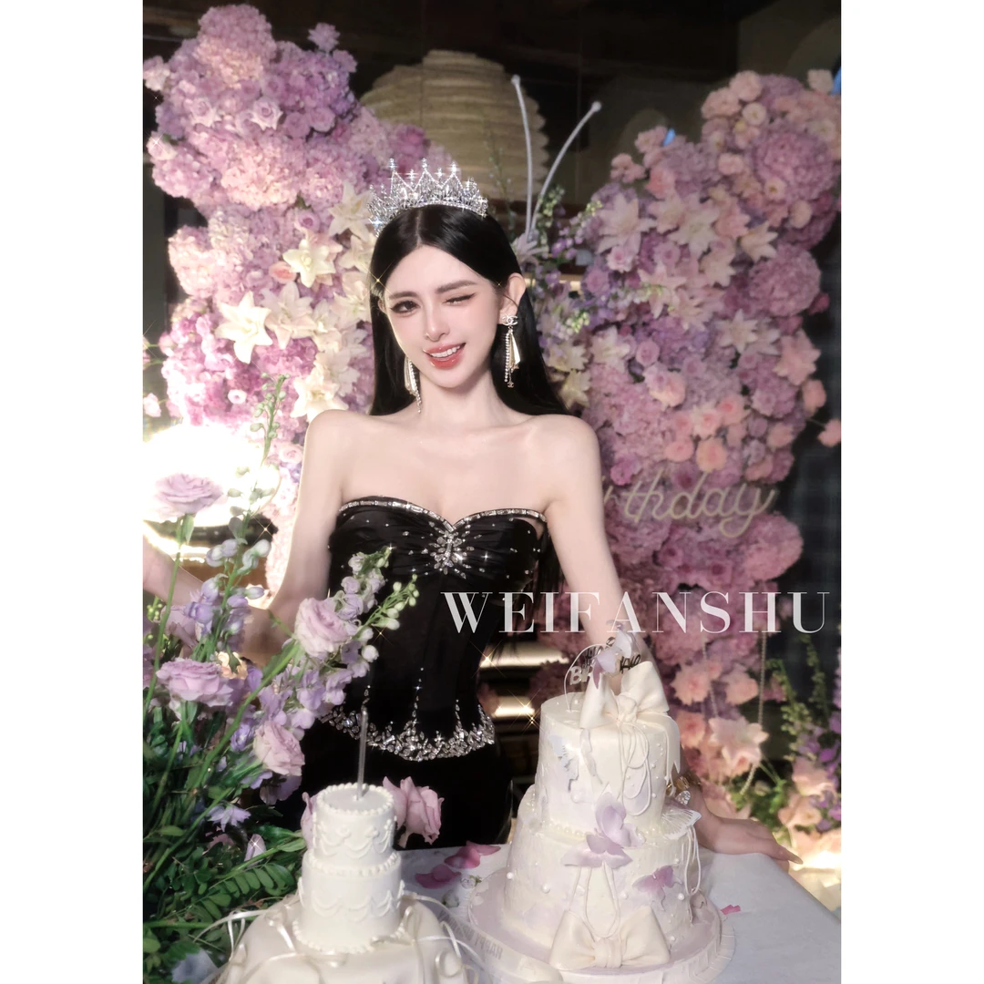 WEIFANSHU/魏凡舒【夜色魅影】春夏新款高级感收腰显瘦私定抹胸上衣