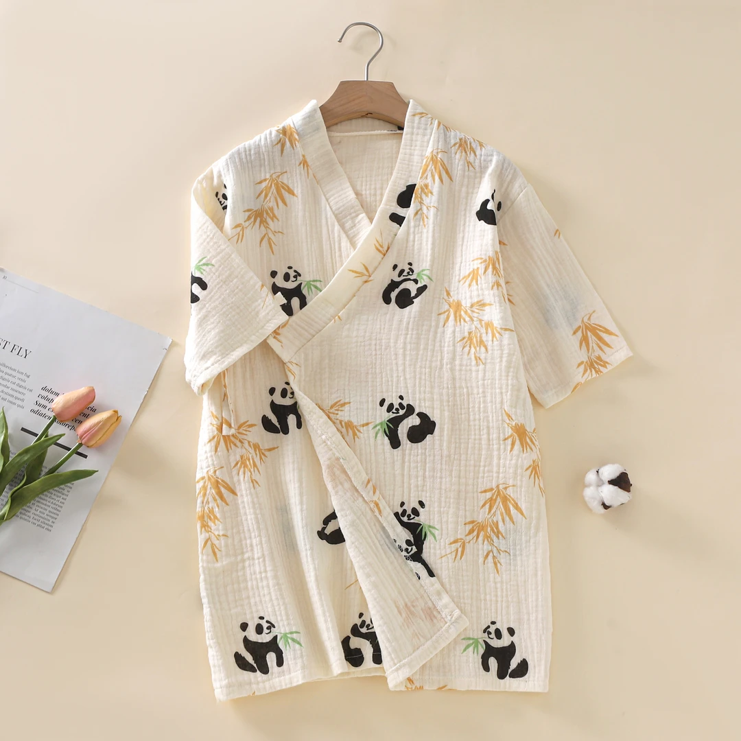 A类100%纯棉儿童空调睡衣夏季薄款浴袍宝宝浴巾卡通家居服睡袍