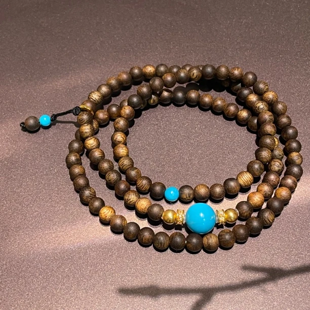 18k金美松“谧香”三圈手链（项链双戴，主石约卡8mm+，4.5mm+ 约长48）