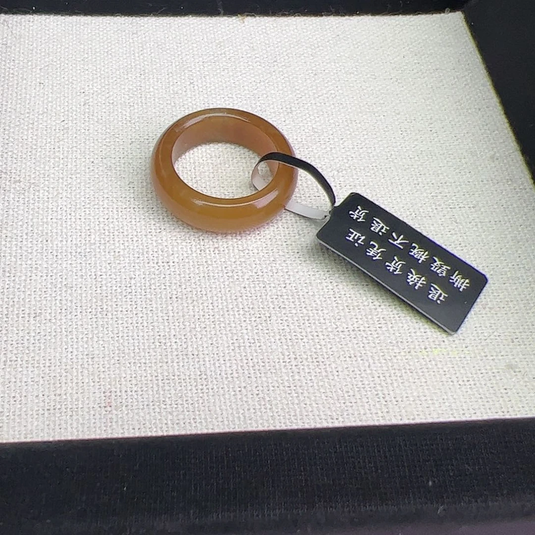 和田玉戒指未镶嵌13号红糖泥鳅背