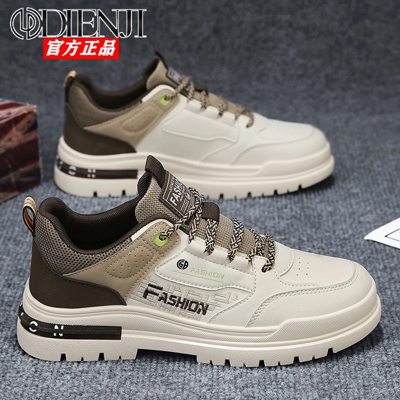 狄恩纪2025春季运动休闲厚底马丁短靴增高时尚百搭潮流工装板鞋男