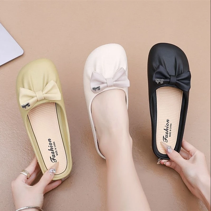 新款高颜值蝴蝶结居家外出时尚百搭拖鞋休闲日常防滑耐磨半包拖鞋
