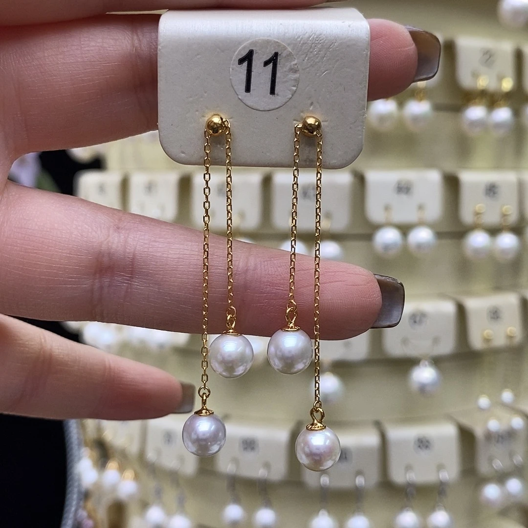 淡水珍珠银S925镶嵌耳饰