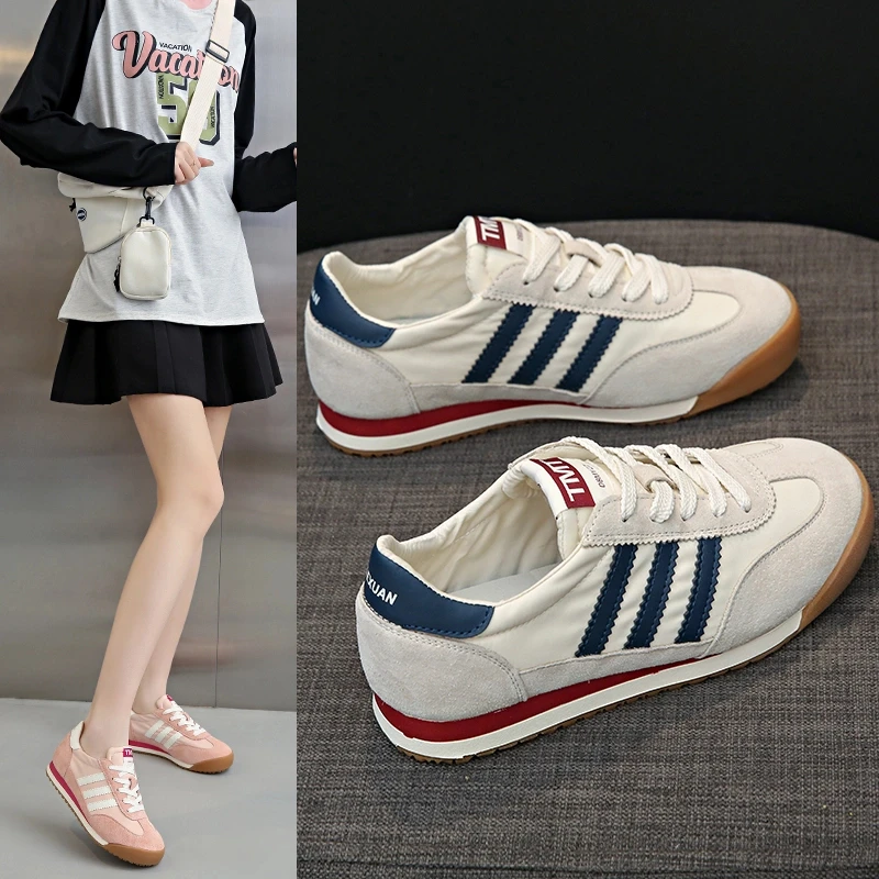 德训鞋女春秋款百搭学生运动鞋复古时尚休闲女板鞋平底阿甘鞋潮鞋