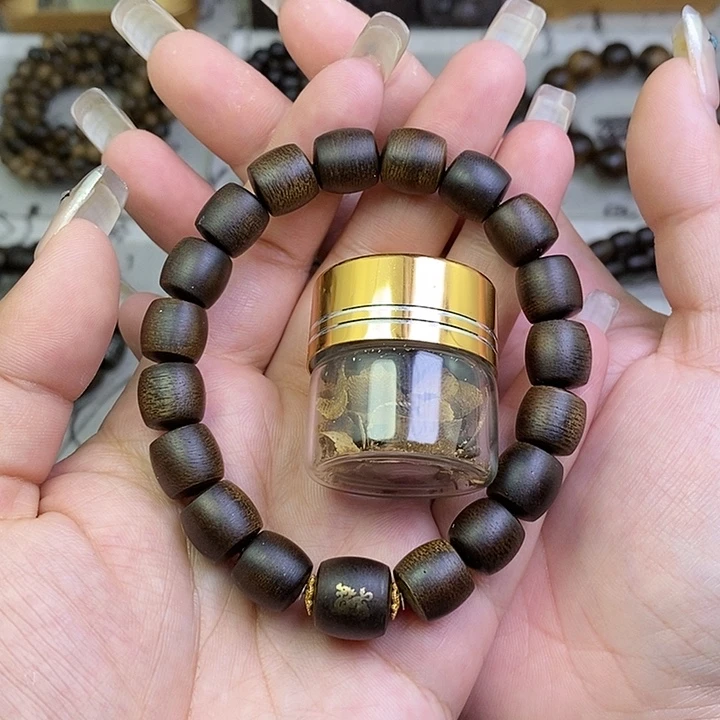 沉香碎屑沉香越南芽庄白棋楠1.0桶珠