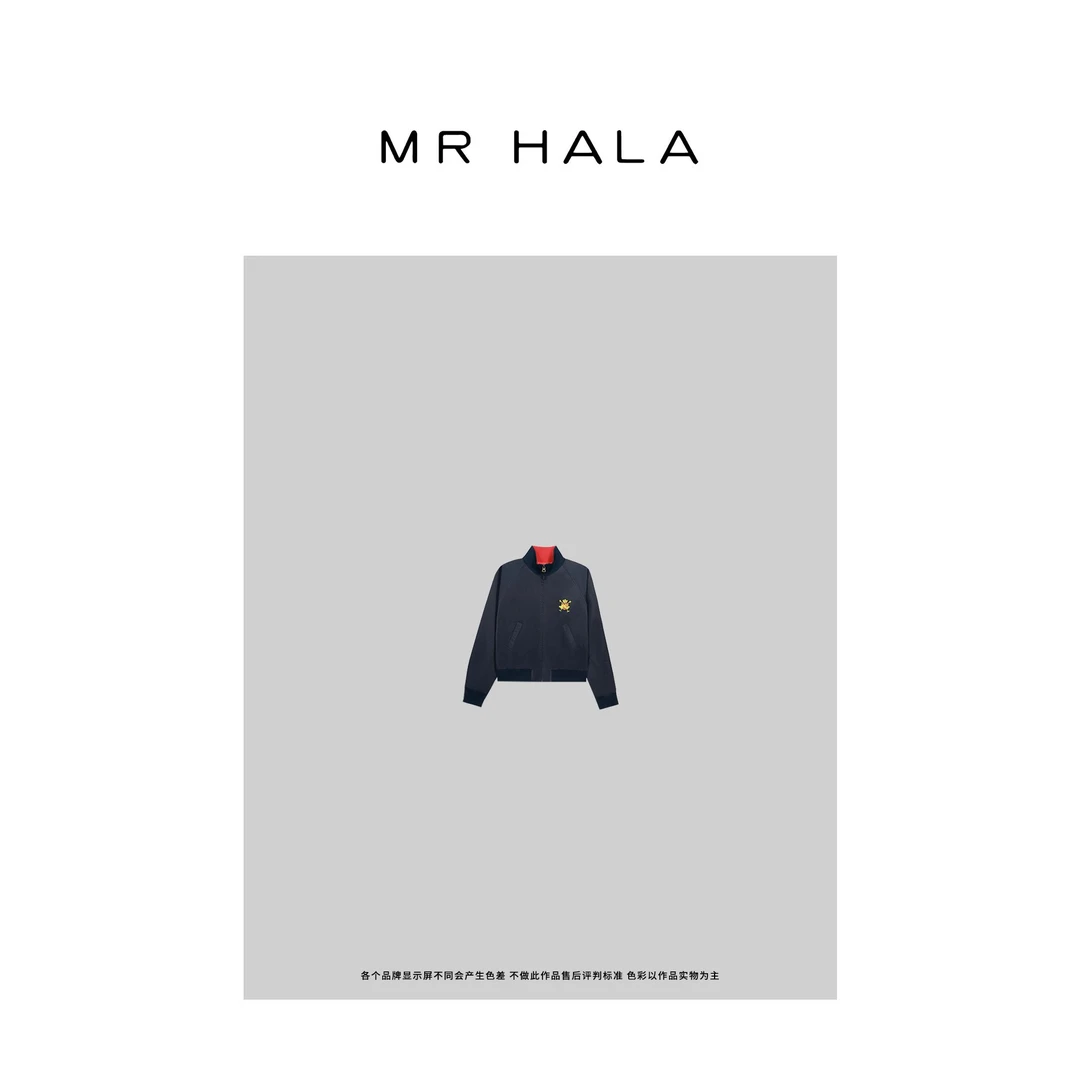 MRHALA 如雅双色刺绣缎面拉链外套女 LW50126