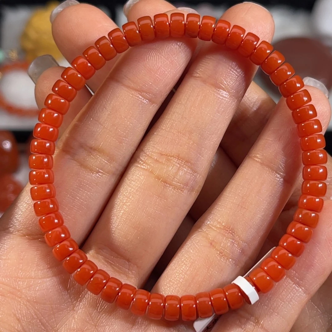 南红玛瑙未镶嵌直切药片手串5.3mm