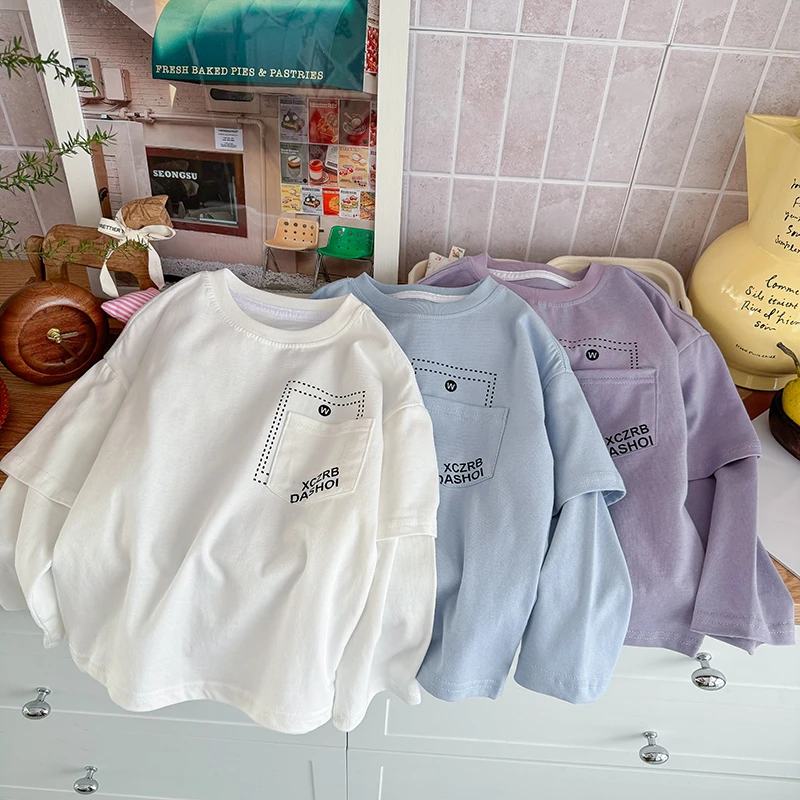 儿童长袖打底衫男童女童春秋上衣男宝女宝春装衣服男孩小女孩童装