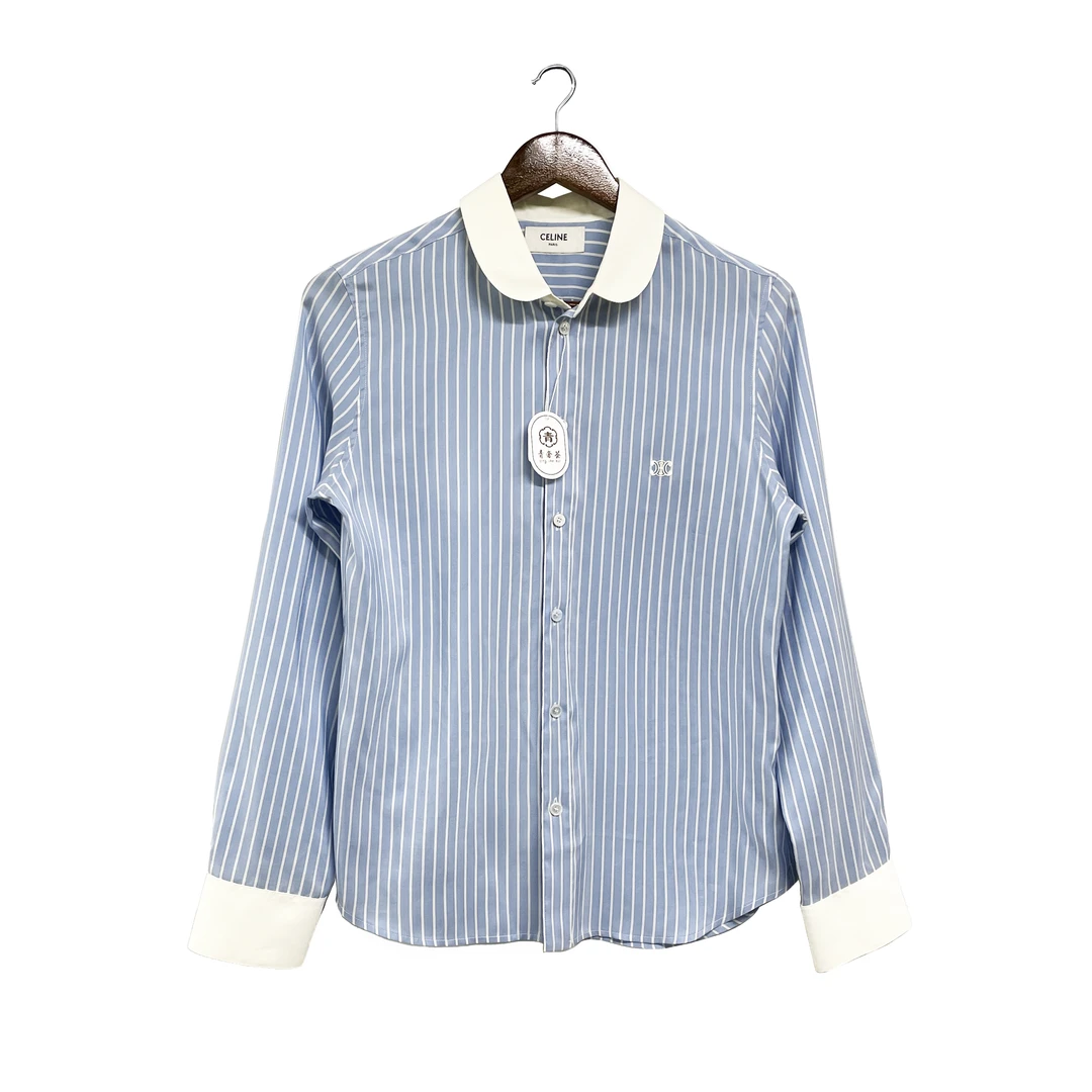 99新 Celine/思琳 青奢荟/38码/春夏百搭蓝白条纹衬衫外套//67183