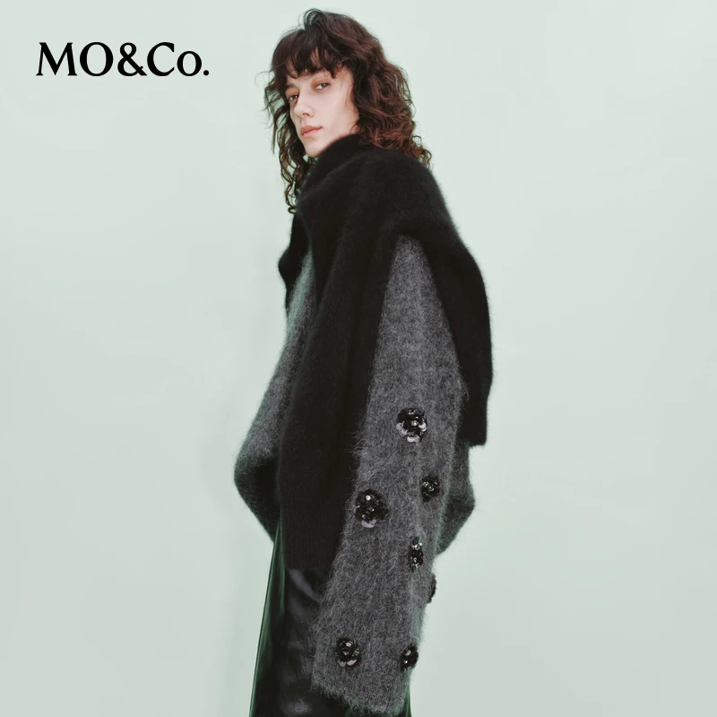 【赵老板专属】MOCO毛衣冬马海毛厚实全手工珠饰MBD4SWT037