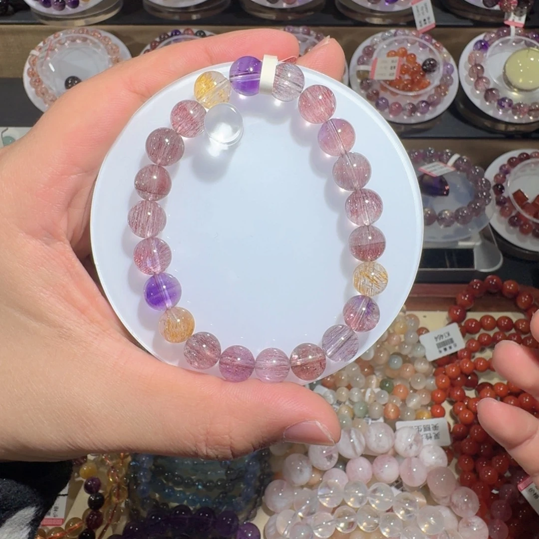 水晶手链未镶嵌8.8mm粉体仙女超七